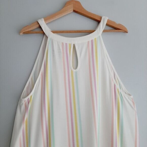 TORRID \ Super Soft Halter Tank Top Pastel Colorful Stripe Pattern Sz 2X | 2 - Picture 8 of 13